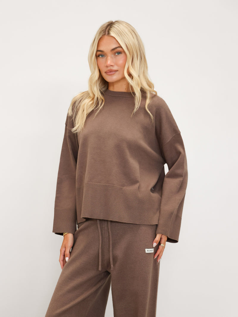 Layla Oversized Knitted Jumper - Rich Taupe