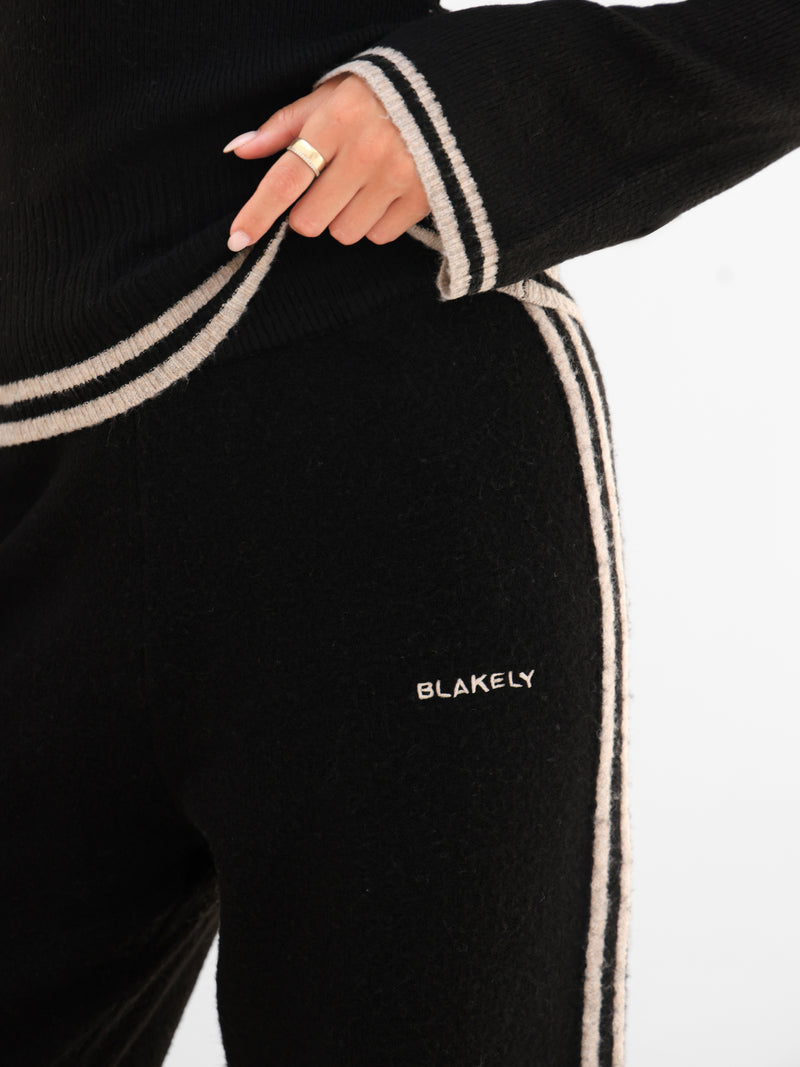 Naya Striped Knitted Trousers - Black