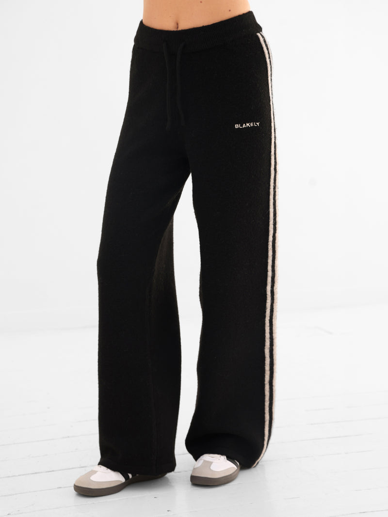 Naya Striped Knitted Trousers - Black