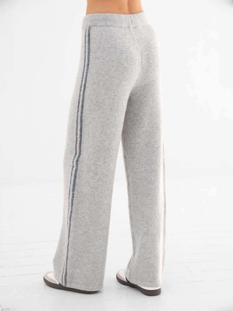 Naya Striped Knitted Trousers - Marl Grey