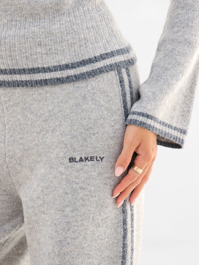 Naya Striped Knitted Trousers - Marl Grey