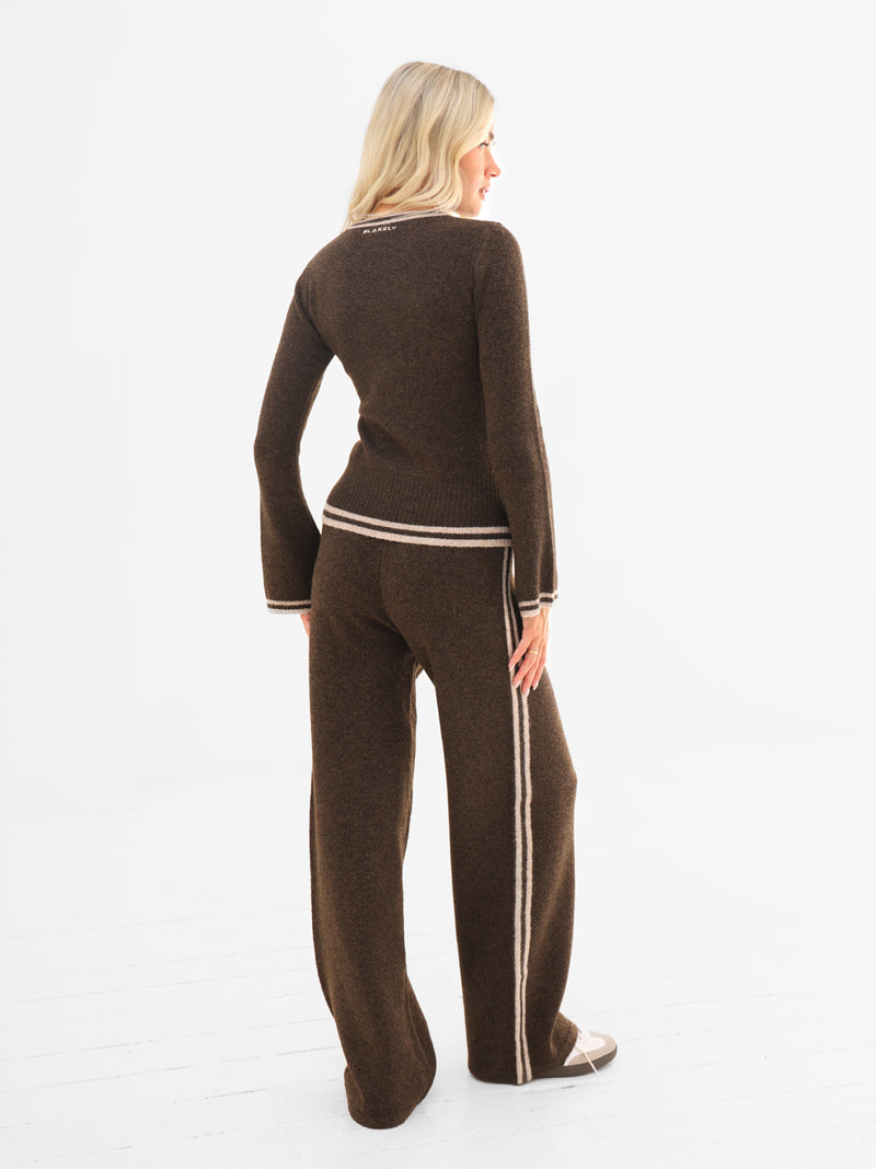 Naya Striped Knitted Top - Chocolate Brown
