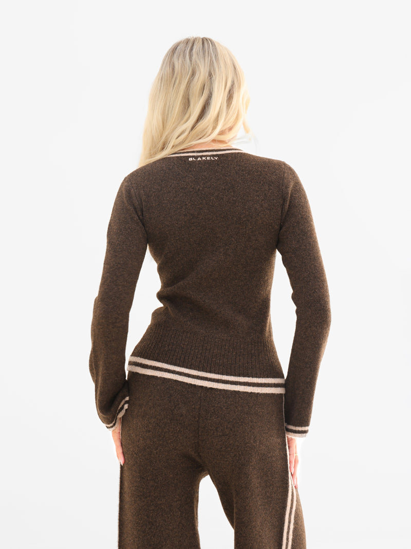 Naya Striped Knitted Top - Chocolate Brown