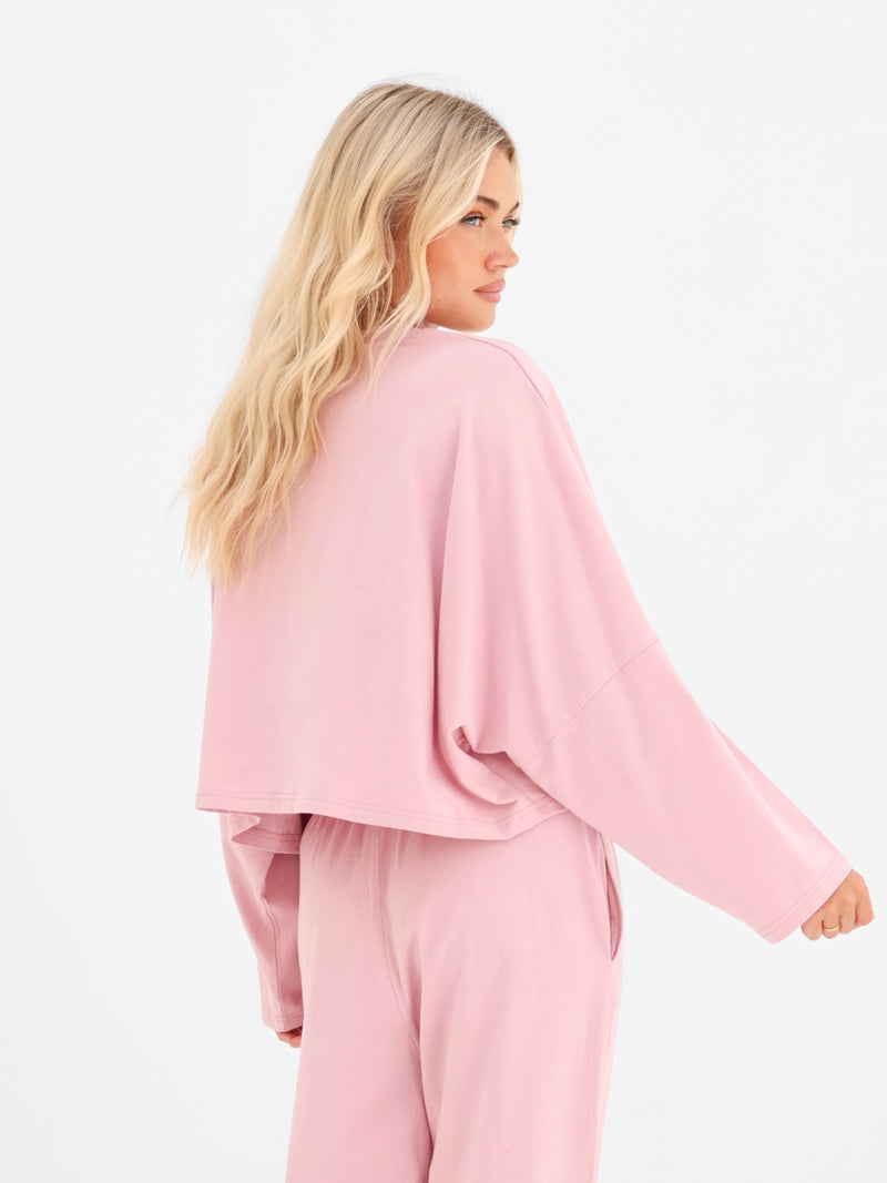 Ayla Batwing Cotton Top - Peony Pink