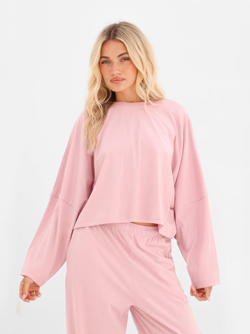 Ayla Batwing Cotton Top - Peony Pink