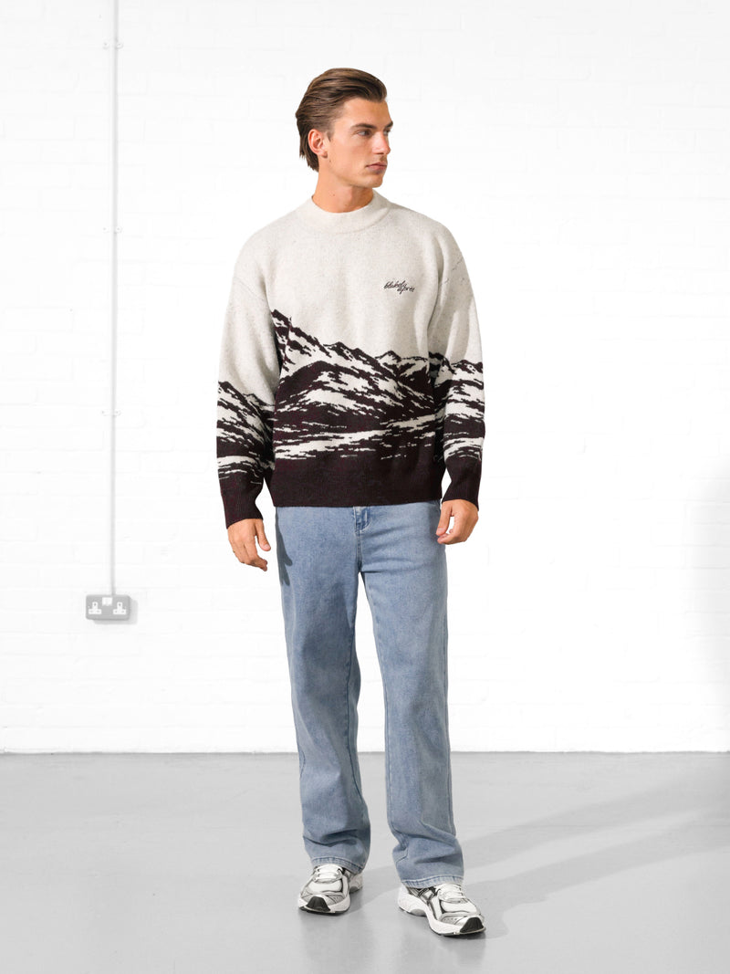 Relaxed Knitted Mountain Jumper - Dark Mulberry