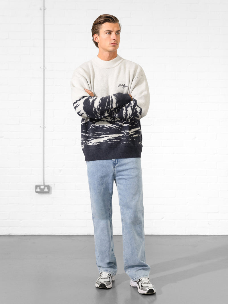 Relaxed Knitted Mountain Jumper - True Navy