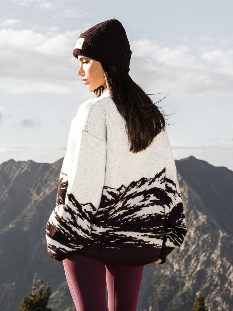 Oversized Knitted Mountain Jumper - Dark Mulberry
