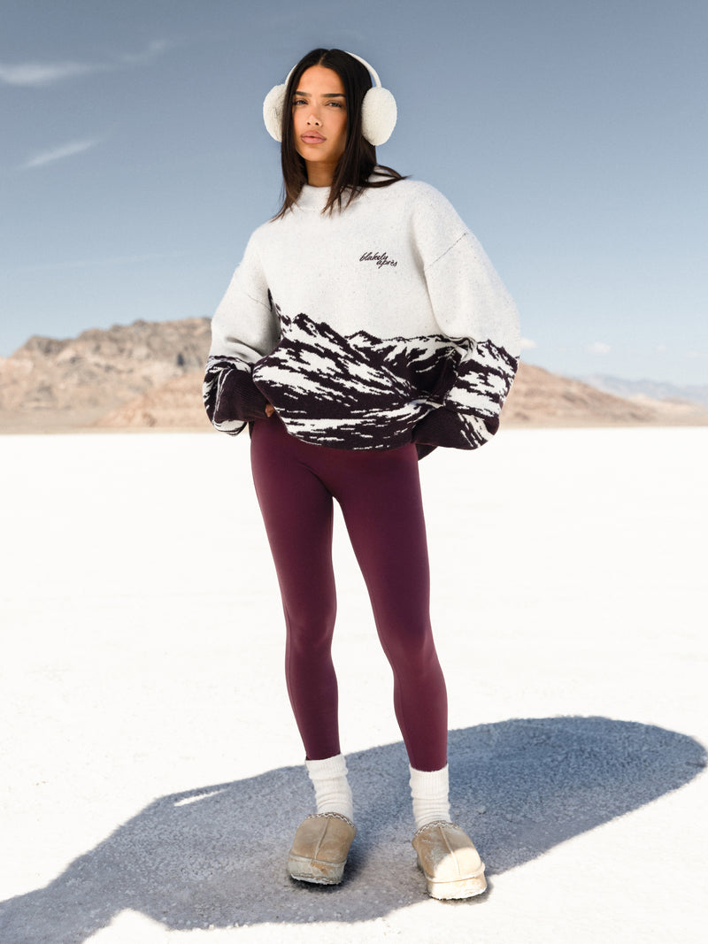 Oversized Knitted Mountain Jumper - Dark Mulberry