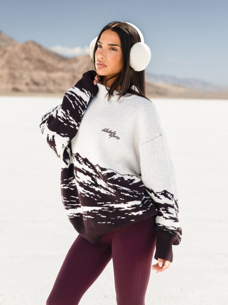 Oversized Knitted Mountain Jumper - Dark Mulberry