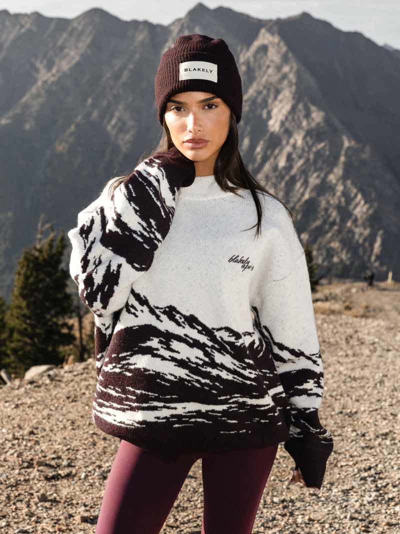 Oversized Knitted Mountain Jumper - Dark Mulberry