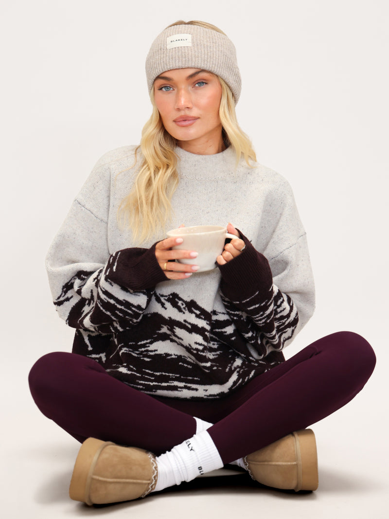 Oversized Knitted Mountain Jumper - Dark Mulberry