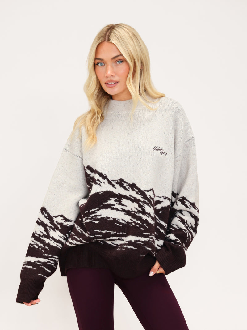 Oversized Knitted Mountain Jumper - Dark Mulberry