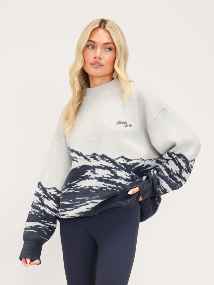 Oversized Knitted Mountain Jumper - True Navy
