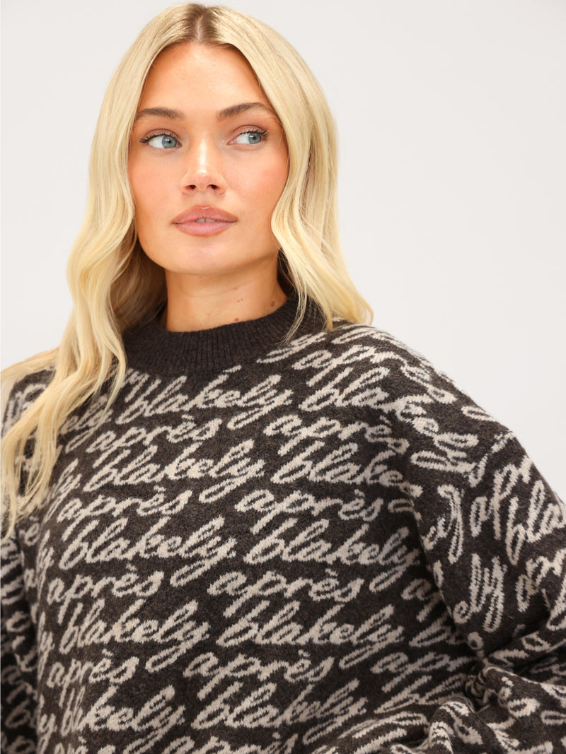 Blakely Oversized Après Knitted Jumper - Chocolate Brown