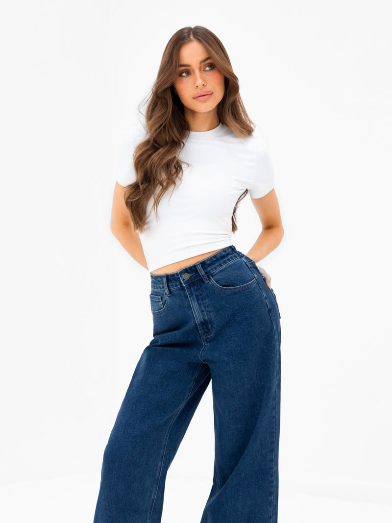 Blakely Wide Cut Jeans - Dark Blue Wash