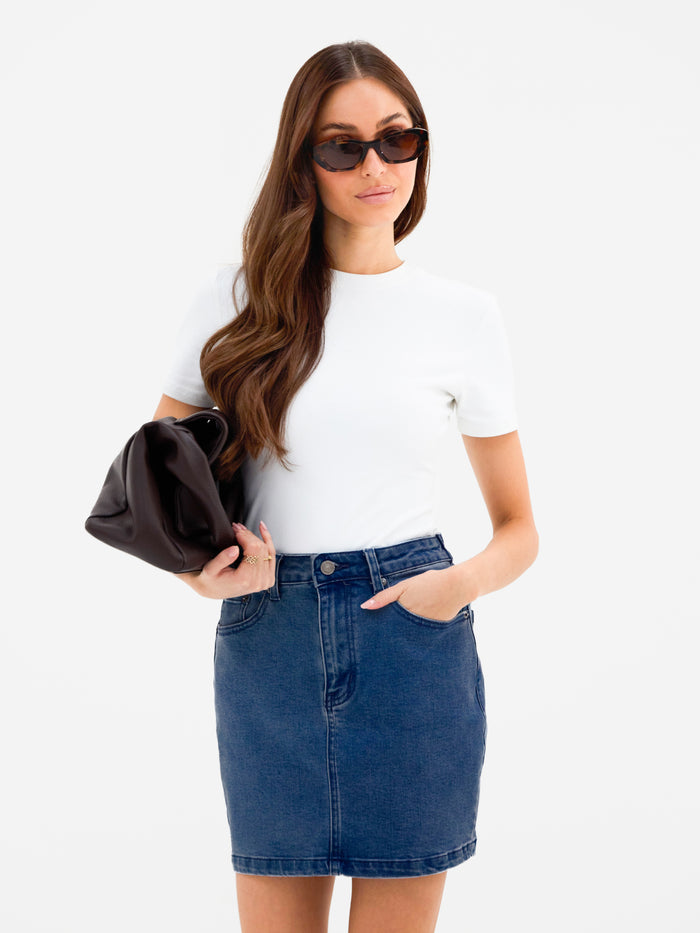 Blakely Denim Skirt - Dark Blue Wash