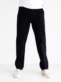 Wide Leg Stretch Chinos - Black
