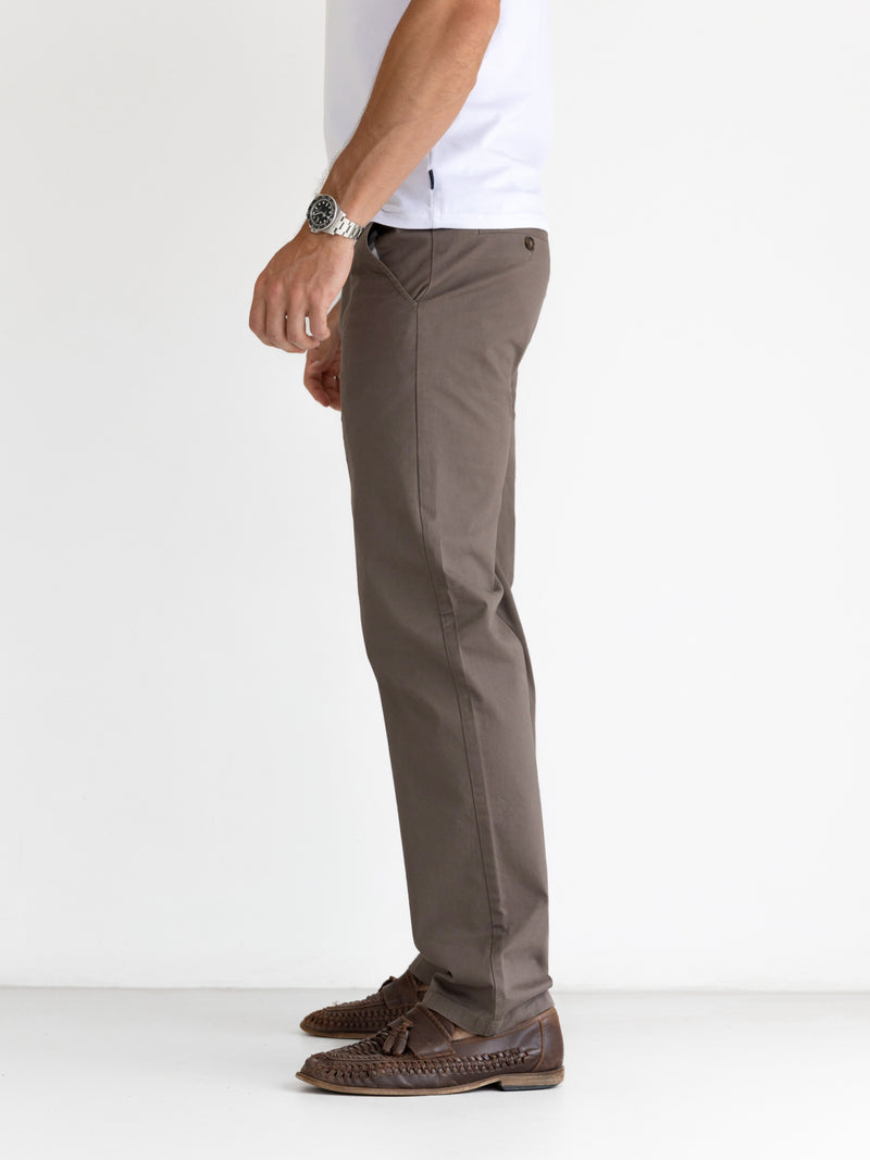 Wide Leg Stretch Chinos - Brown