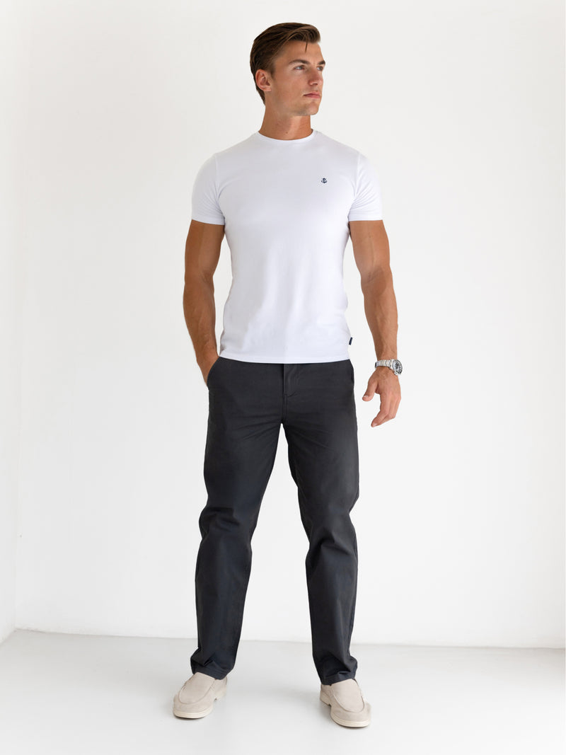 Wide Leg Stretch Chinos - Graphite