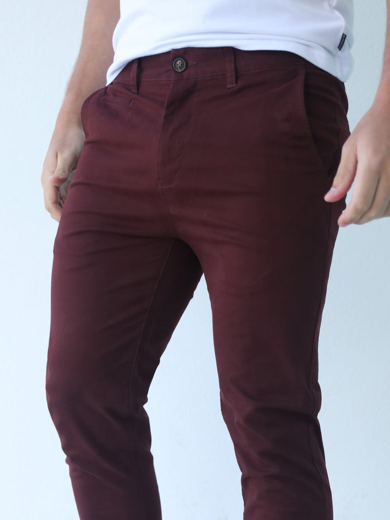 Stretch Chinos - Burgundy