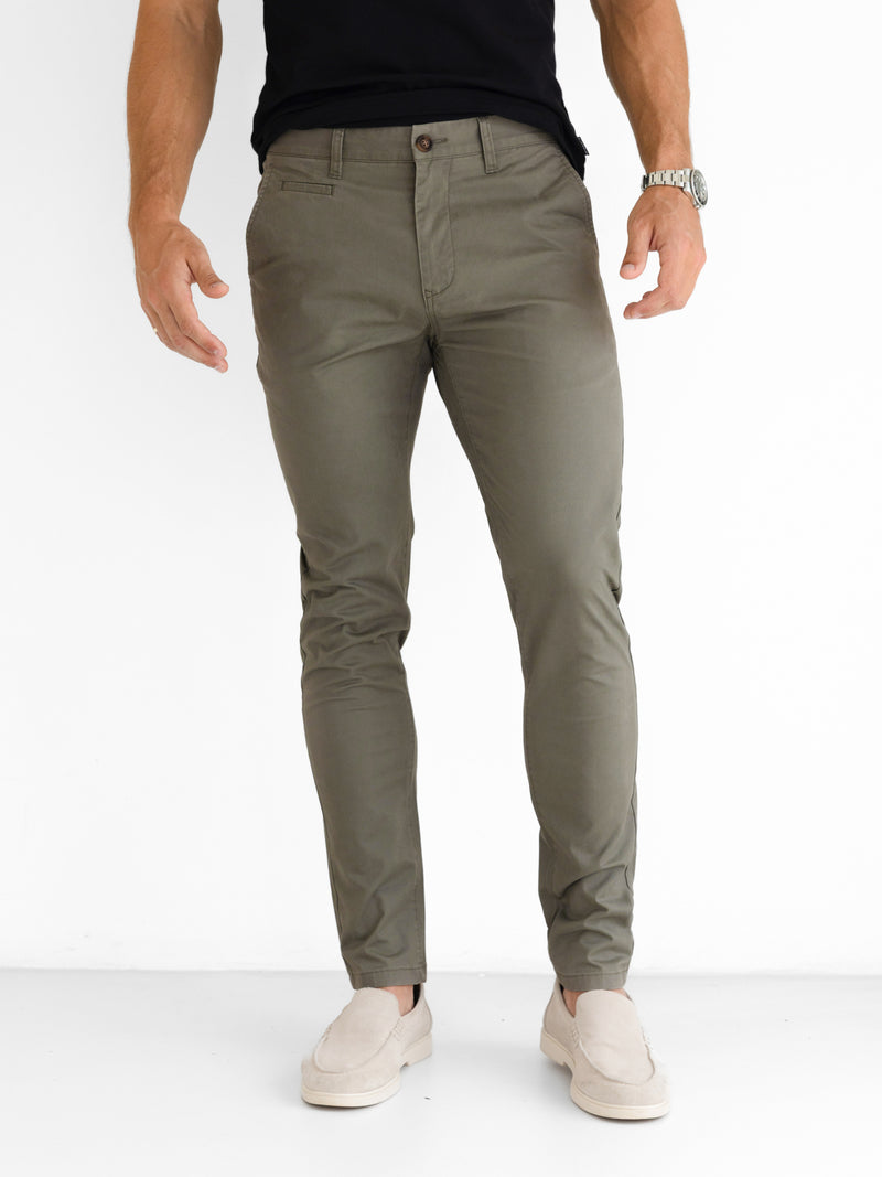Stretch Chinos - Safari Green