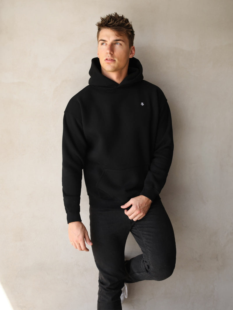 Anchor Relaxed Hoodie - Black
