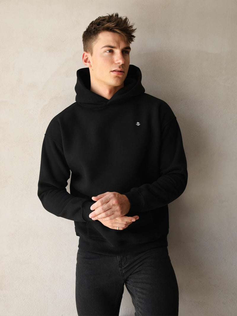 Anchor Relaxed Hoodie - Black