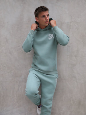 Initial Relaxed Hoodie  - Sage Green