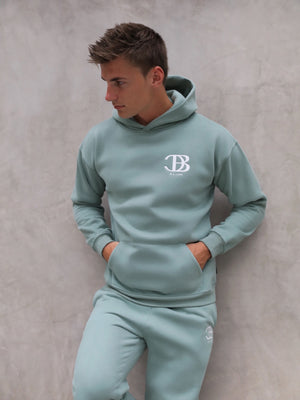 Initial Relaxed Hoodie  - Sage Green