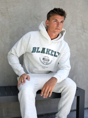 Varsity Relaxed Hoodie - Marl White