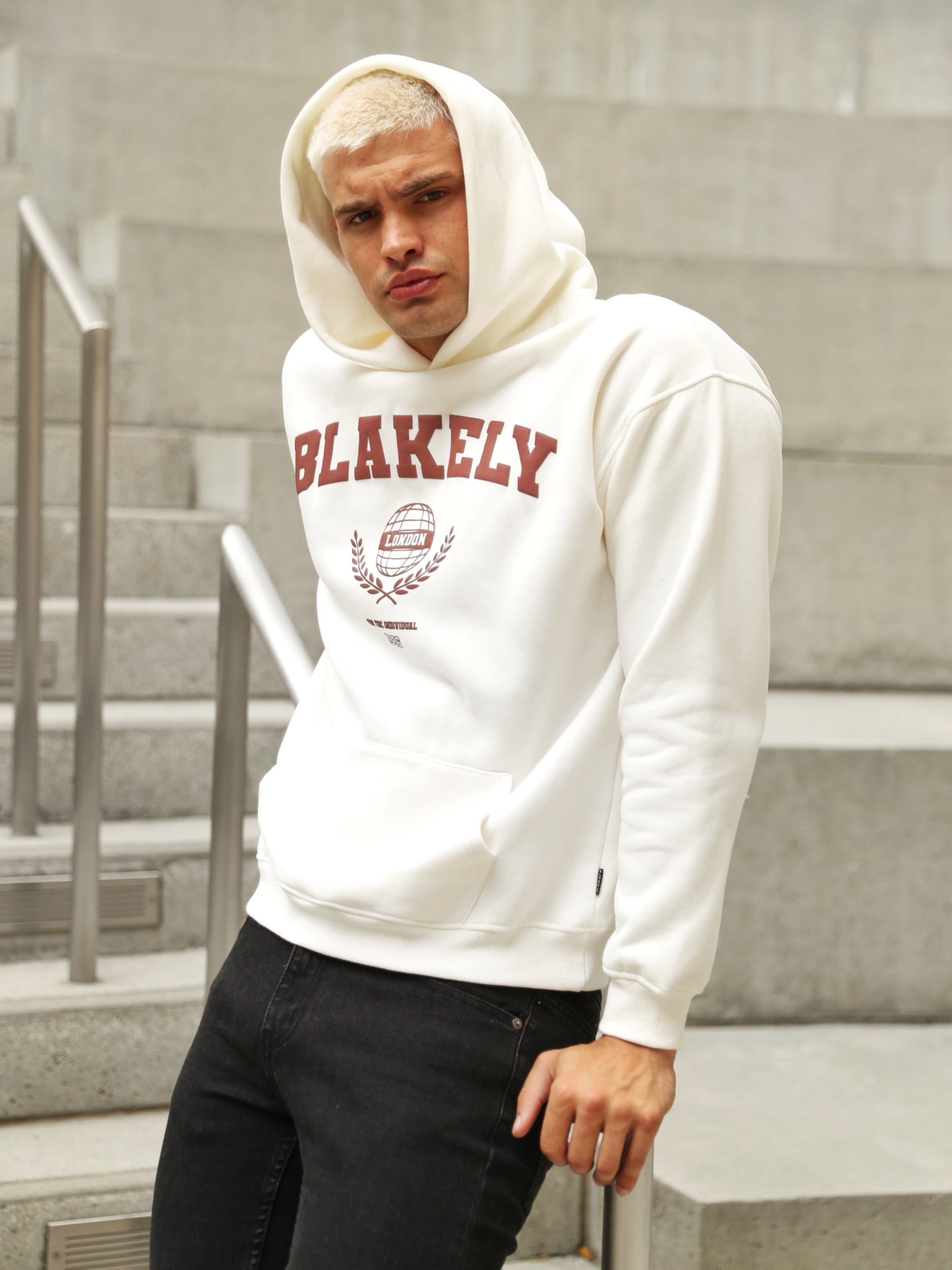 Buy Blakely Varsity Off White Relaxed Hoodie in 2023