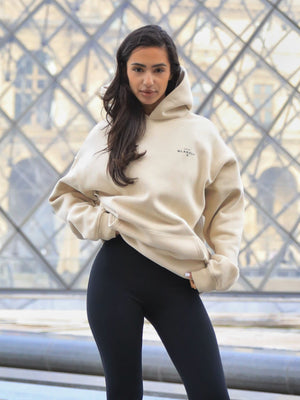 Noir II Women's Relaxed Hoodie - Soft Beige