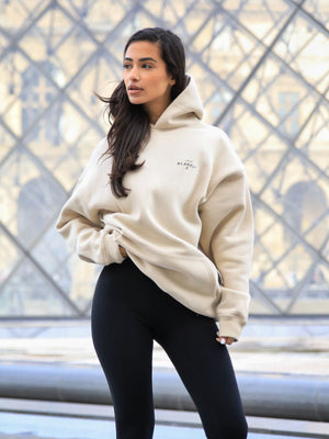 Noir II Women's Relaxed Hoodie - Soft Beige