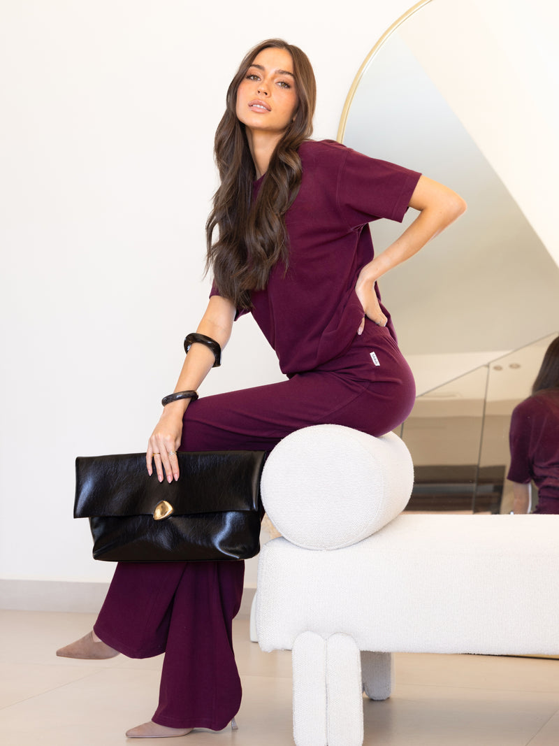 Nellie Oversized T-Shirt - Rich Burgundy