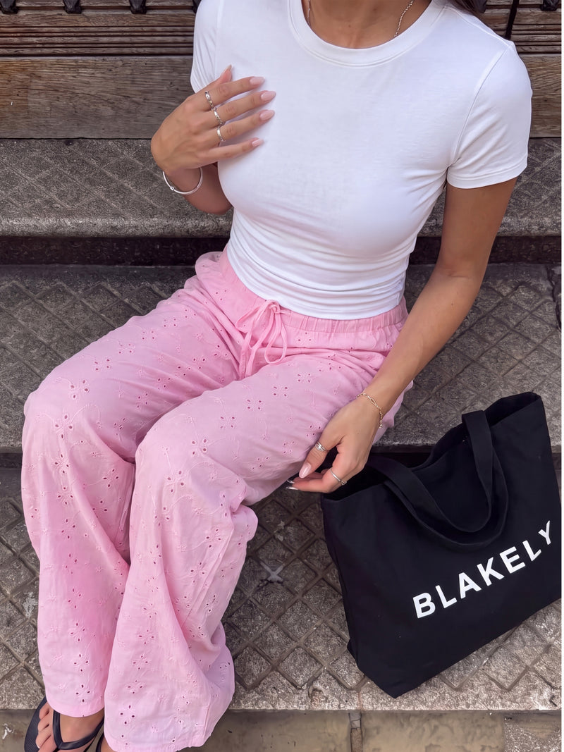 Amina Wide Leg Trousers - Pink