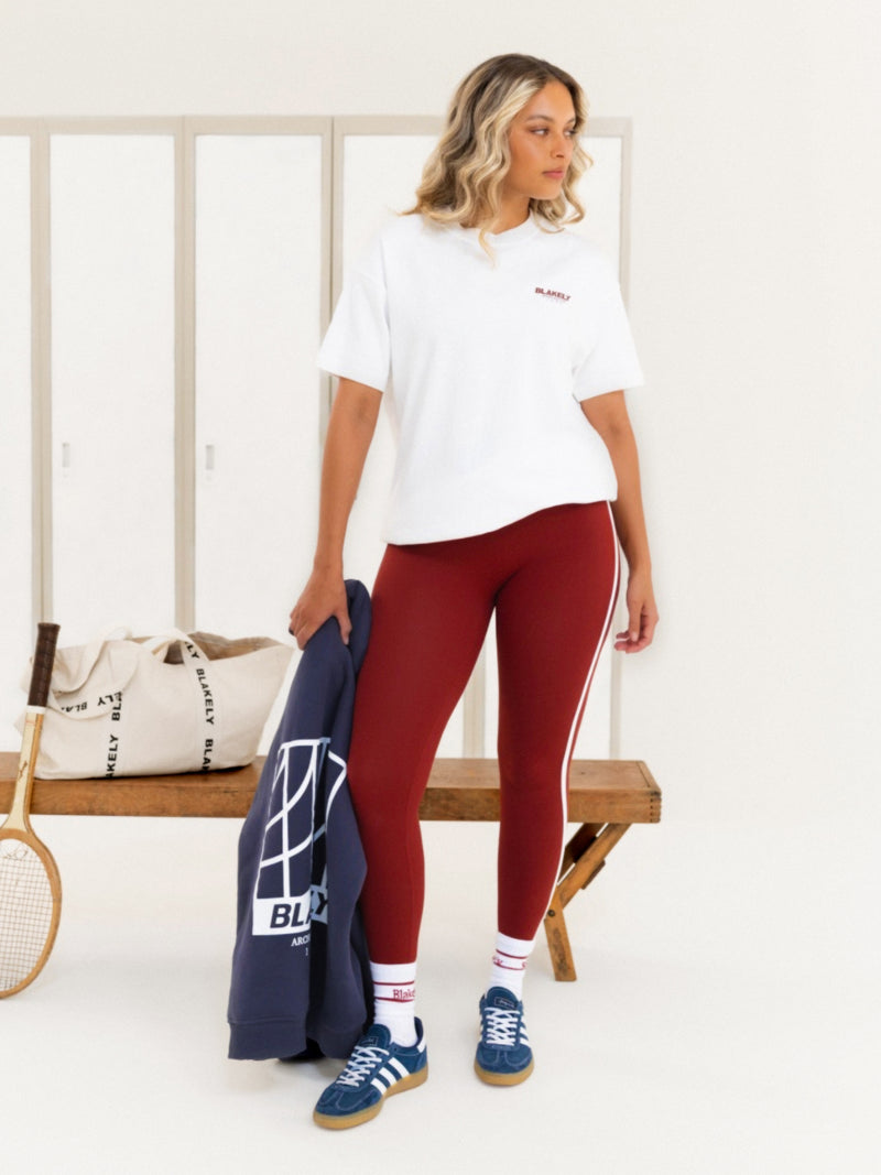Jada Oversized T-Shirt - Flat White & Maroon Red