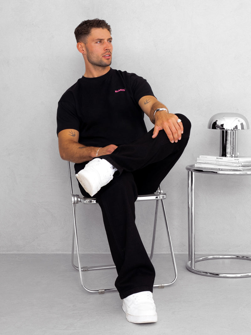 Arlo Relaxed T-Shirt - Black & Pink
