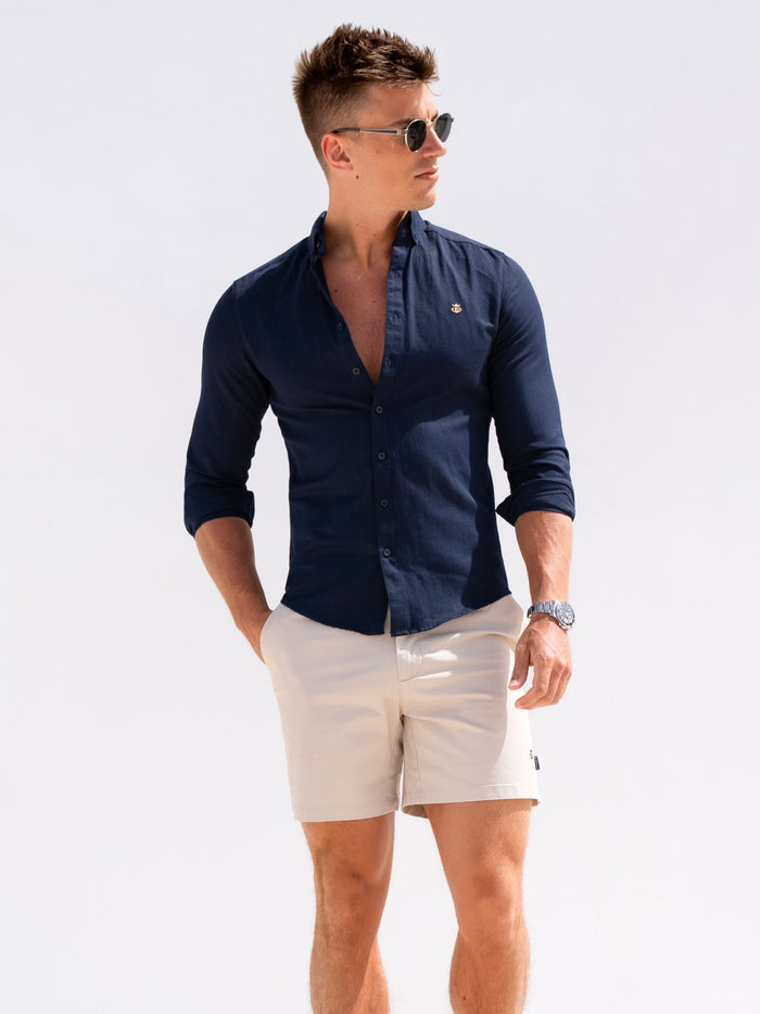 Albany Shirt & Shorts Set - Navy & Tan