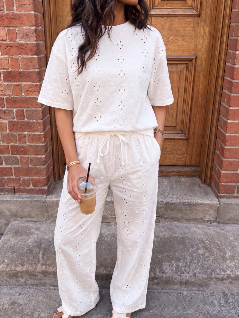 Amina Wide Leg Trousers - White