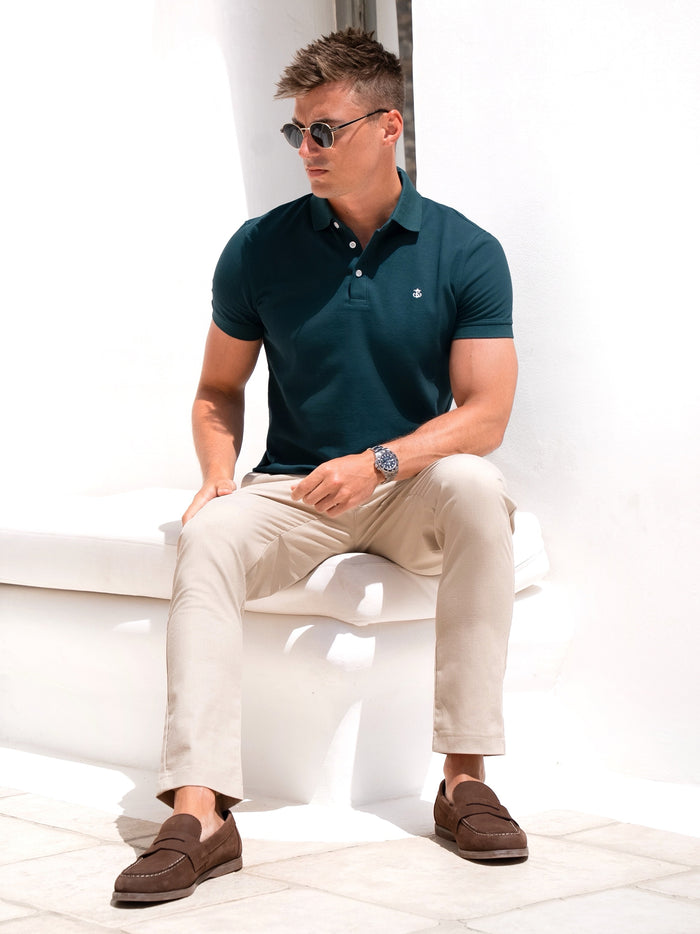 Andorra Polo & Trousers Set - Green & Tan