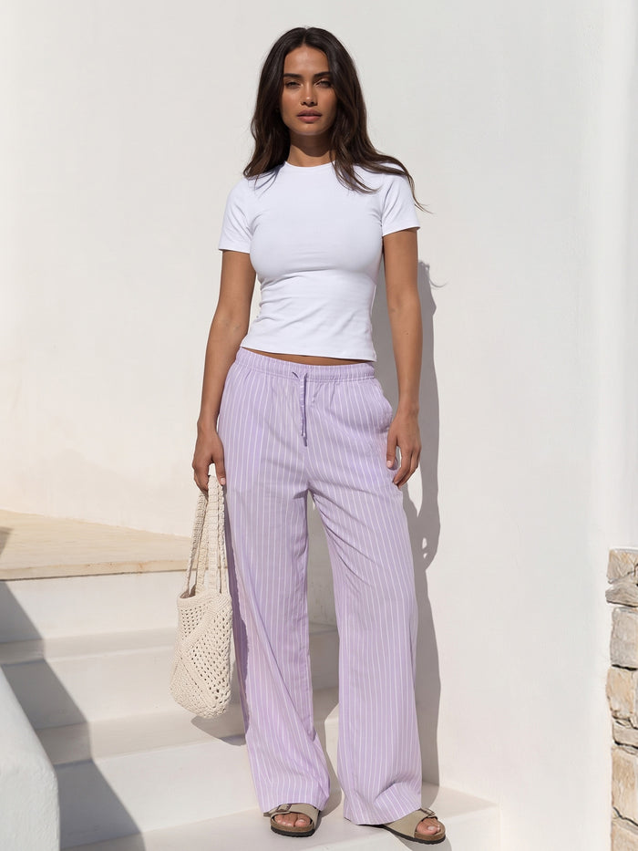 Elodie Stripe Trousers - Purple