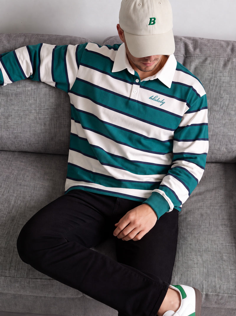 Stanley Stripe Rugby Shirt - Green Mix