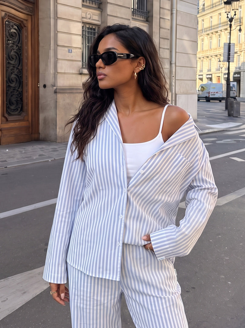 Suki Stripe Shirt - Light Grey Stripe