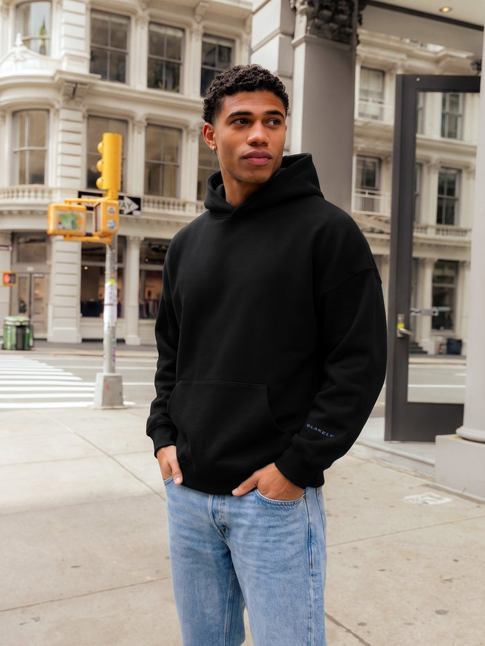 Members Idris Oversized Hoodie - Black & Blue