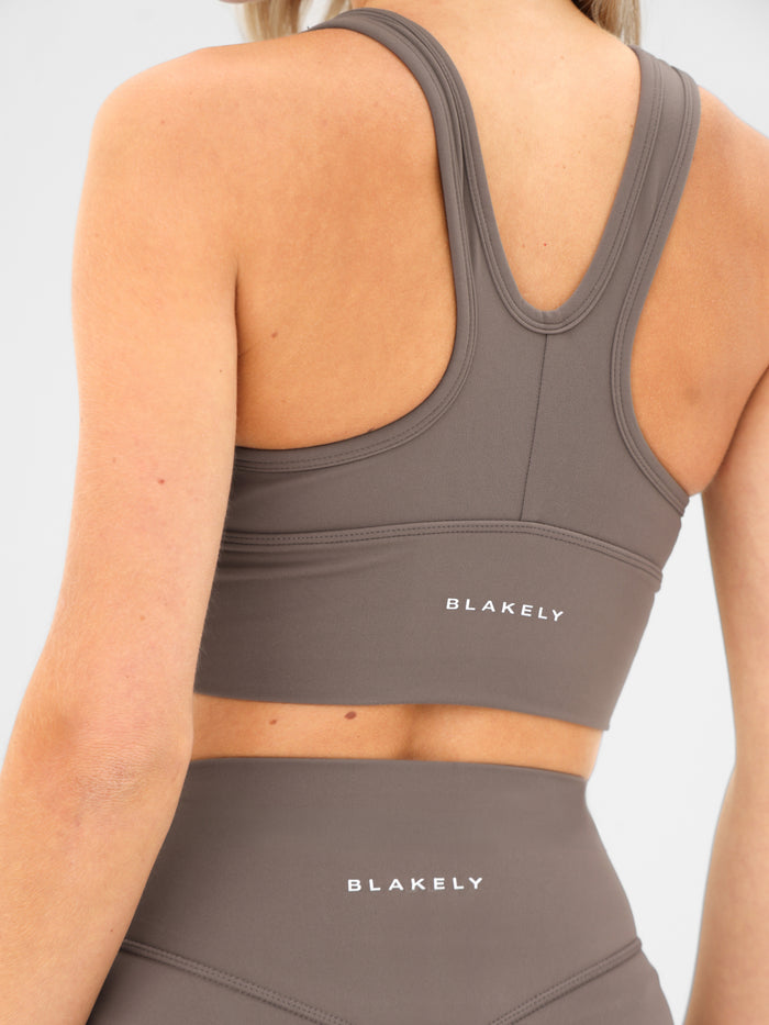 Ultimate Ruched Sports Bra - Ash Brown