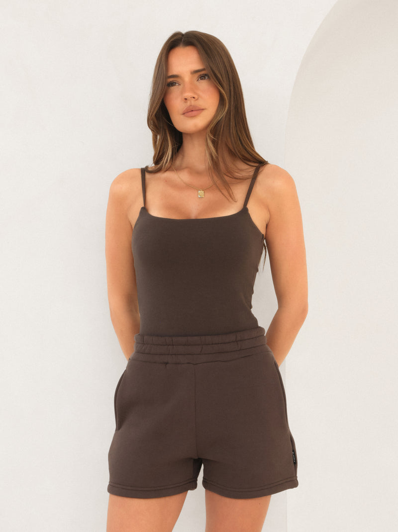 Blakely Basic Built-In-Bra Bodysuit - Cocoa Brown