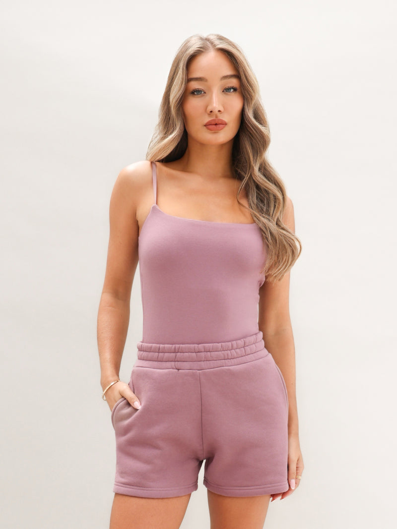 Blakely Basic Built-In-Bra Bodysuit - Dusty Pink