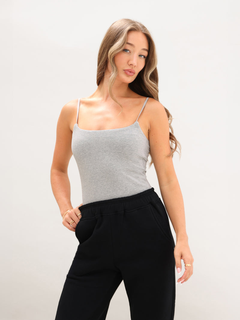 Blakely Basic Built-In-Bra Bodysuit - Marl Grey
