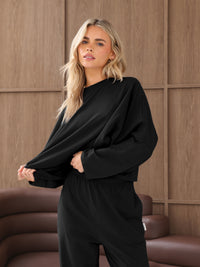 Ayla Batwing Cotton Top - Black